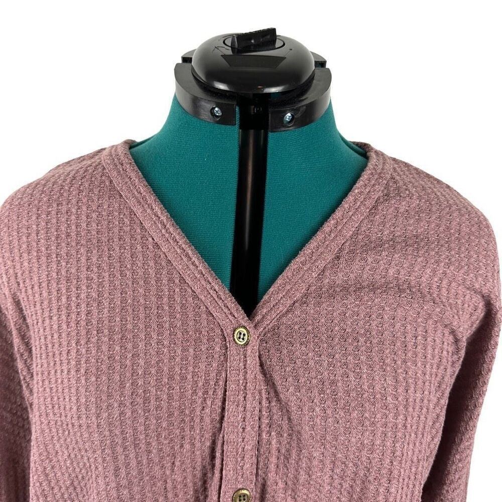 IWOLLENCE Women's Waffle Knit Tunic Blouse Tie Knot Henley Top- Size S - Picture 7 of 11